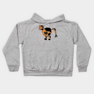 Kids Brown Cow Drawing Kids Hoodie